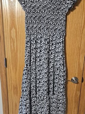 Baltic Born Navy Blue and White Floral Maxi Dress